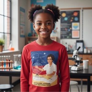 NEW PICCOLINA Sz 8 Katherine Johnson Trailblazer T-Shirt Red